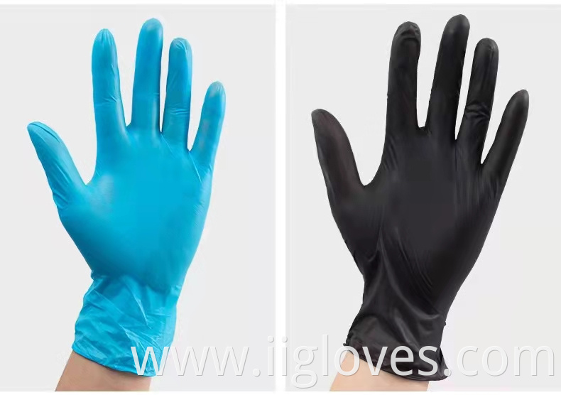 Black High Elastic Powder-free Safety Gloves Household Protection 100 pcs/box Nitrile Synthetic Gloves